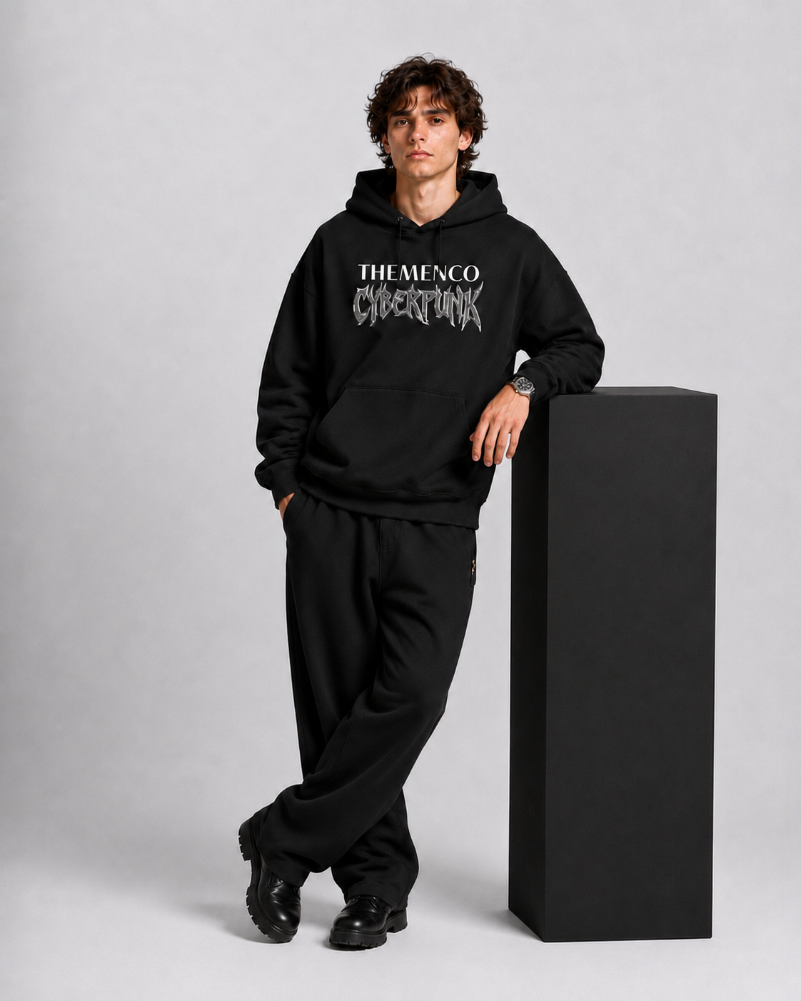 THEMENCO Cyberpunk Black Hoodie