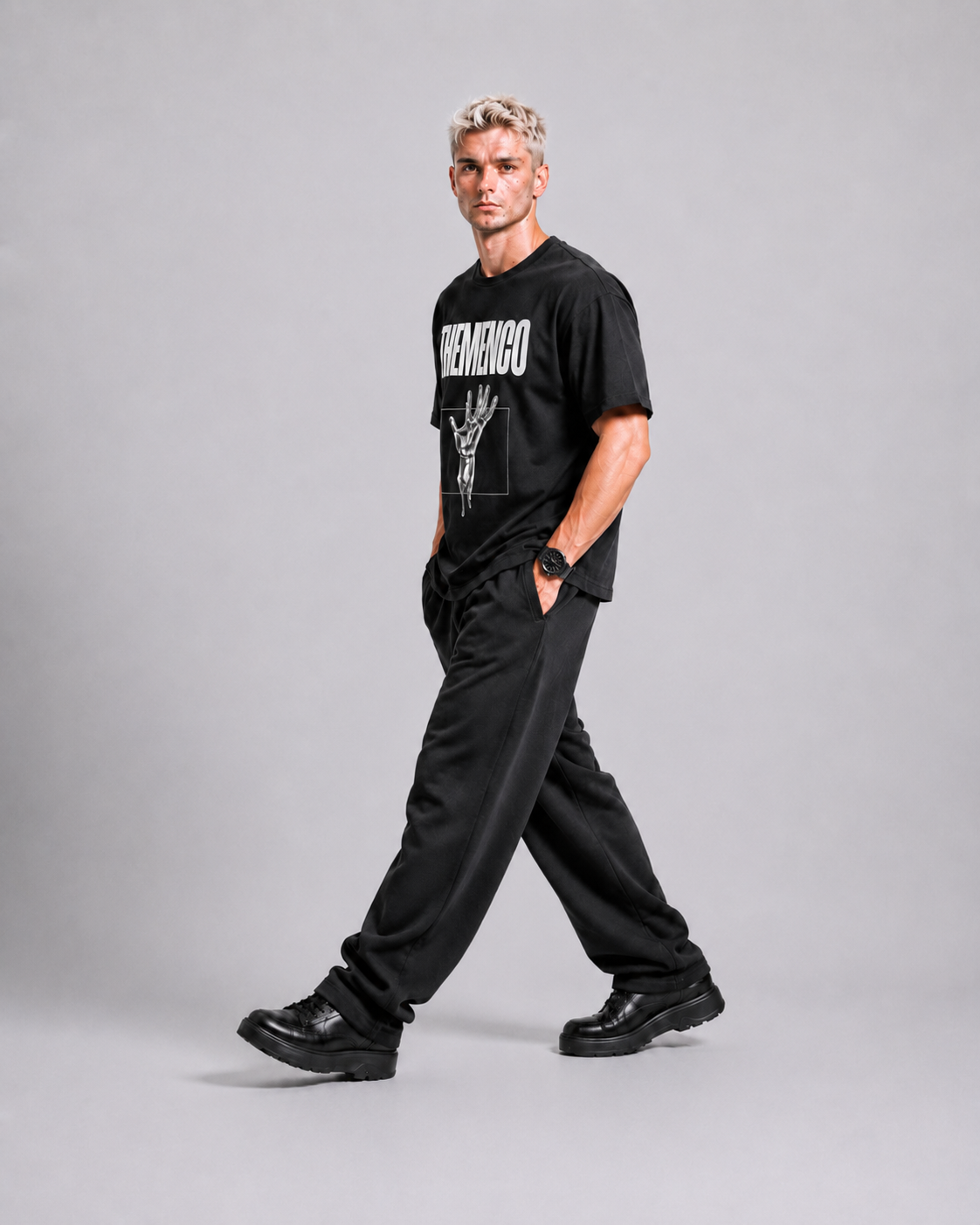 THEMENCO Platinum Hand Black Shirt