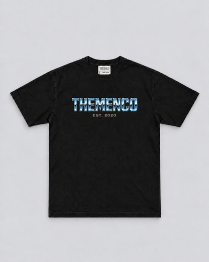 THEMENCO Blue Chrome Men’s Black T-Shirt
