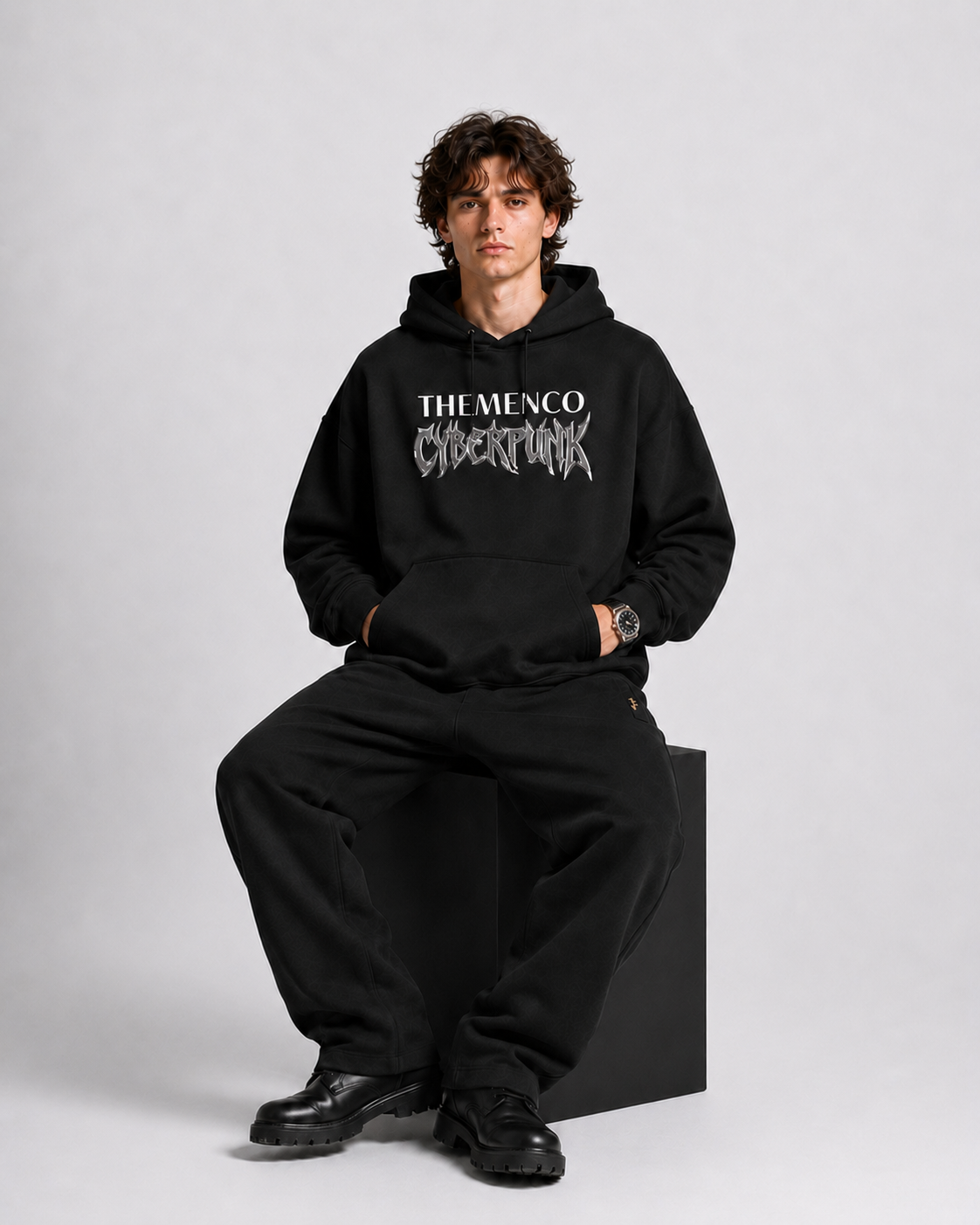 THEMENCO Cyberpunk Black Hoodie