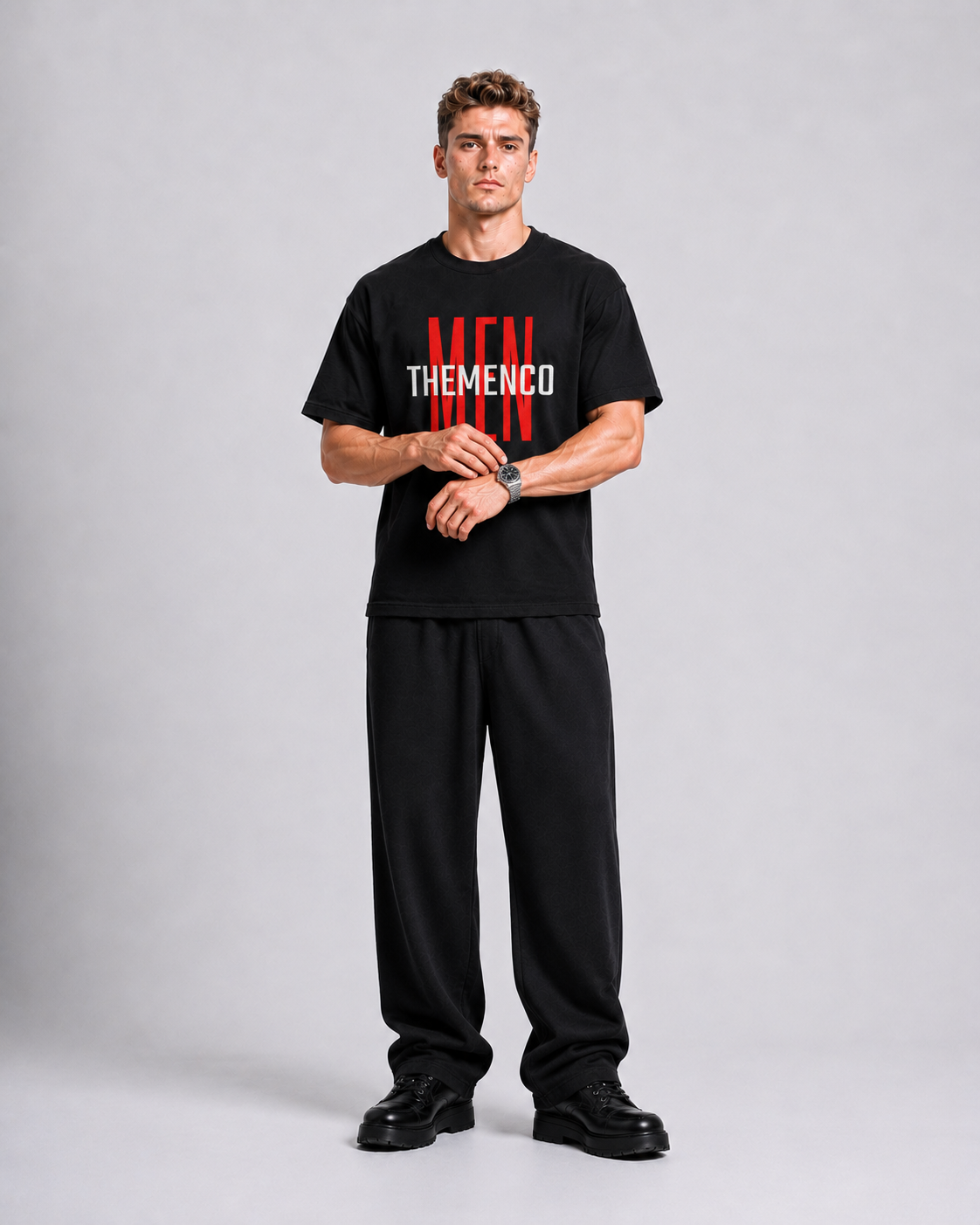 THEMENCO Men Black Shirt