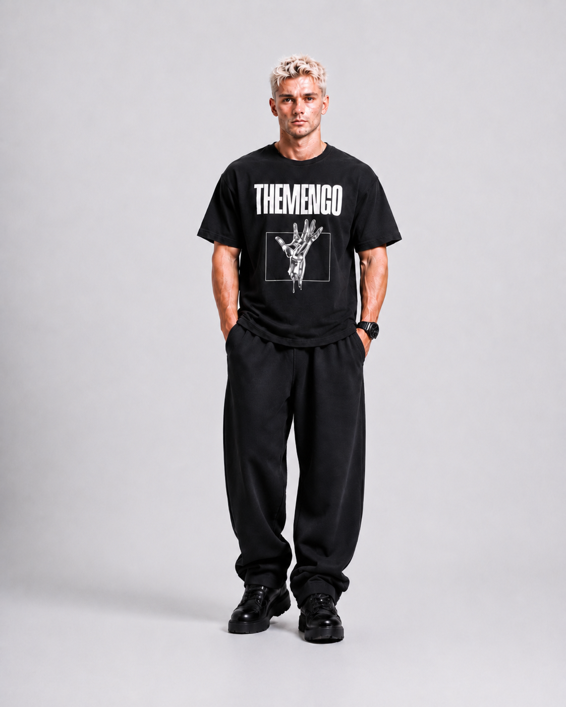 THEMENCO Platinum Hand Black Shirt