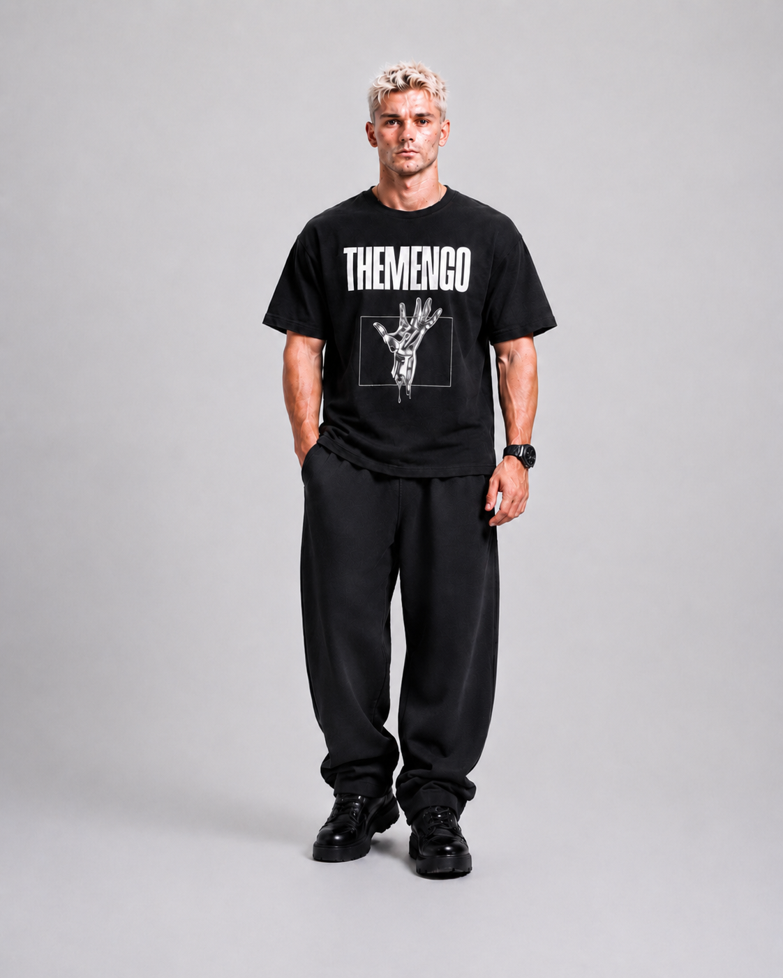 THEMENCO Platinum Hand Black Shirt