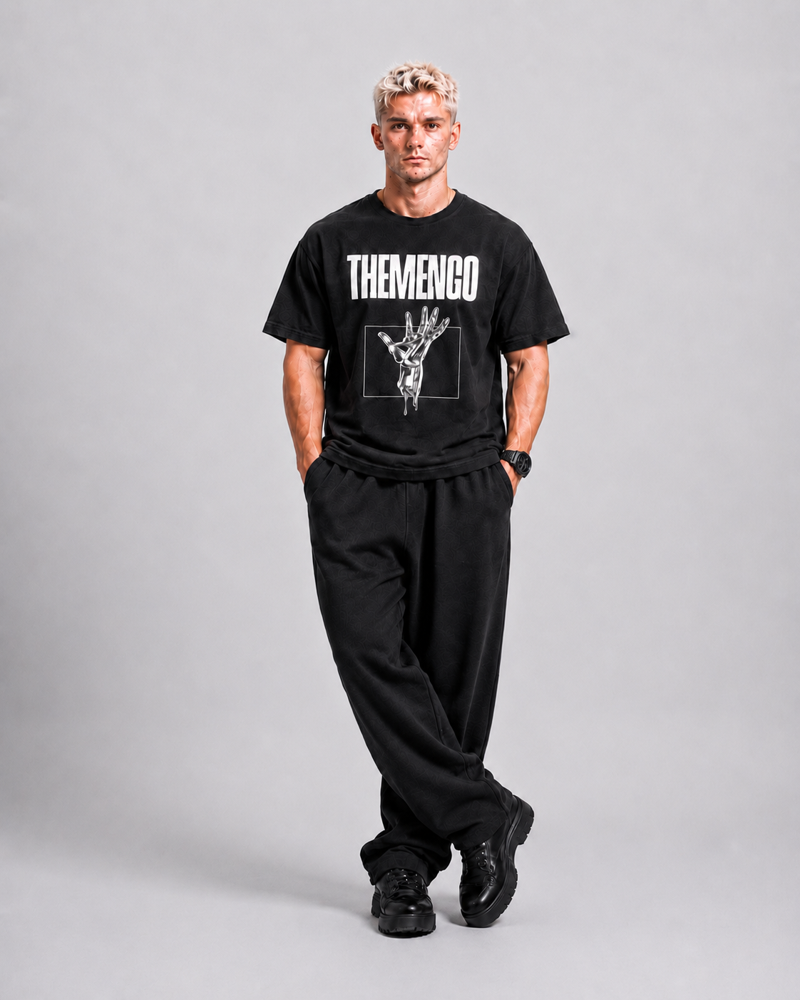 THEMENCO Platinum Hand Black Shirt