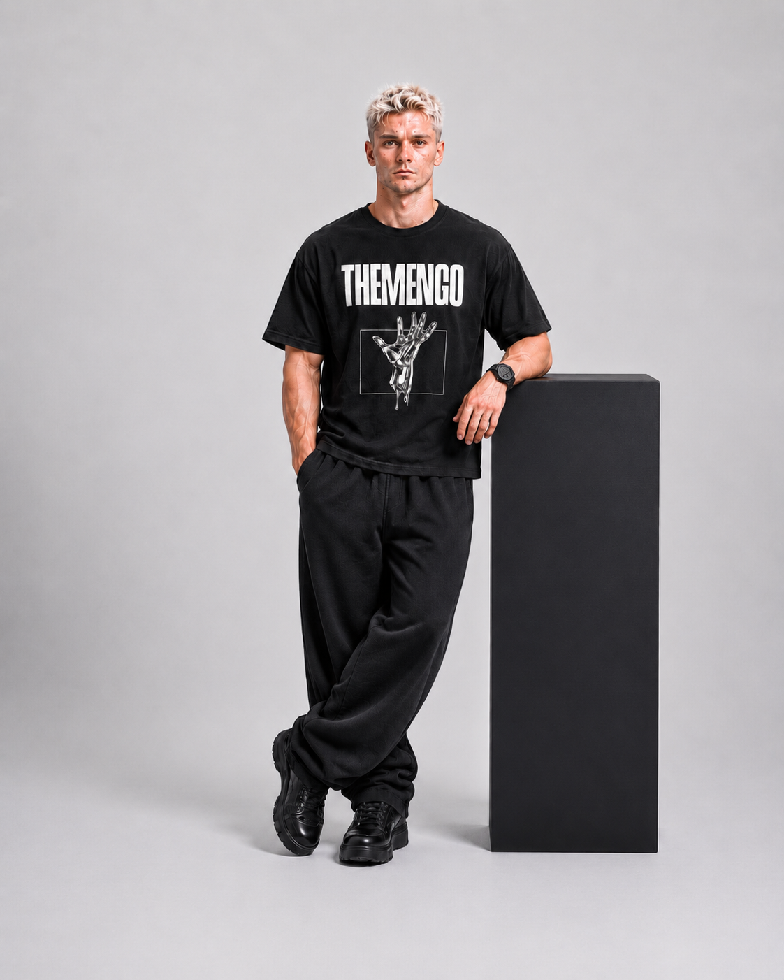 THEMENCO Platinum Hand Black Shirt