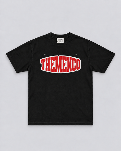 THEMENCO Red Varsity Men’s Black T-Shirt