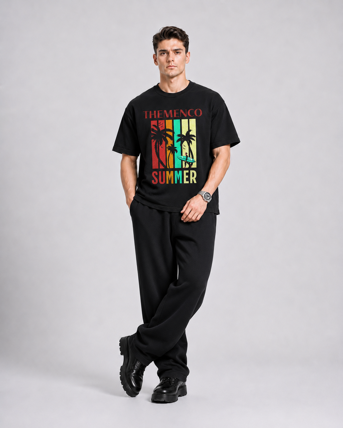 THEMENCO Summer Black Shirt