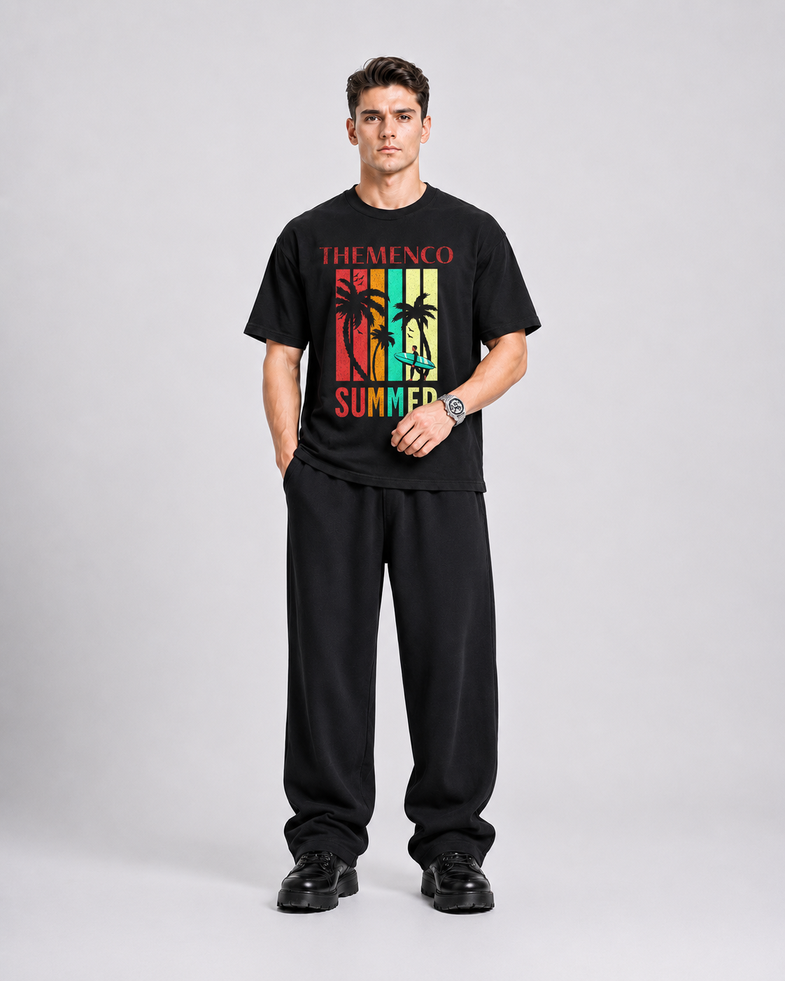 THEMENCO Summer Black Shirt