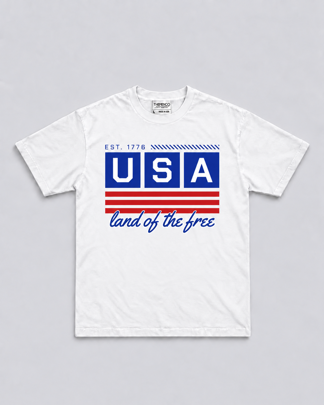 THEMENCO USA Land of the Free Men’s White T-Shirt