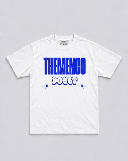 THEMENCO Blue Doubt Men’s White T-Shirt
