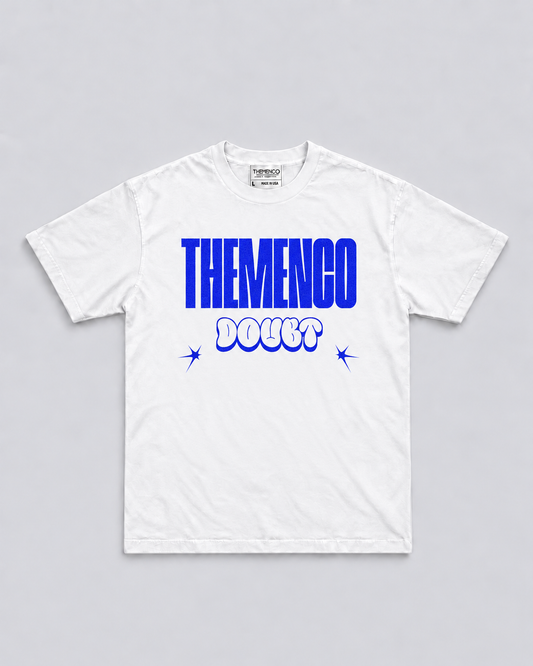 THEMENCO Blue Doubt Men’s White T-Shirt