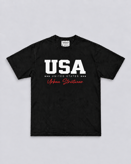 THEMENCO USA Varsity Men’s Black T-Shirt