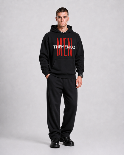 THEMENCO Herren Schwarzer Kapuzenpullover