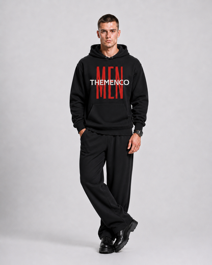 THEMENCO Herren Schwarzer Kapuzenpullover