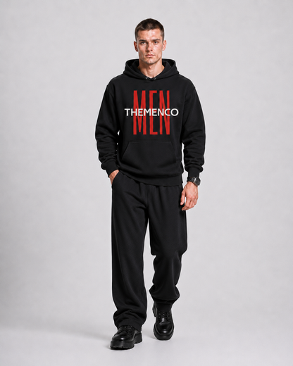 THEMENCO Herren Schwarzer Kapuzenpullover